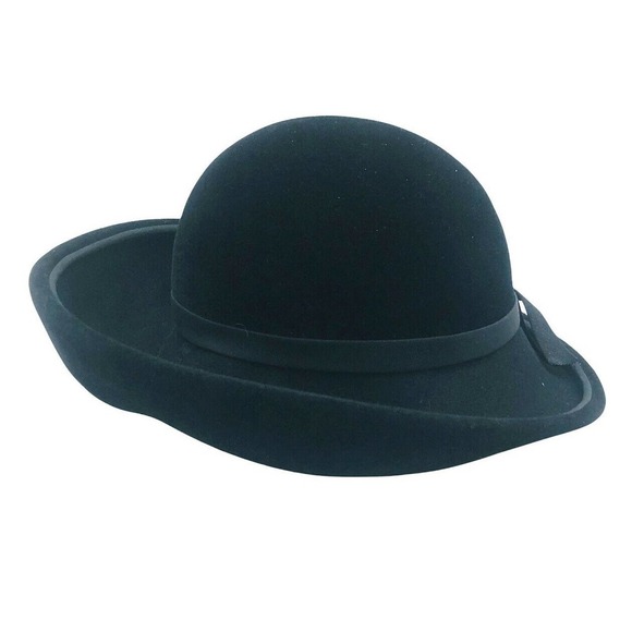 Bullocks Willshire Wynshire Millinery Luxuria Italy Black Vintage Wool Felt Hat main image 6